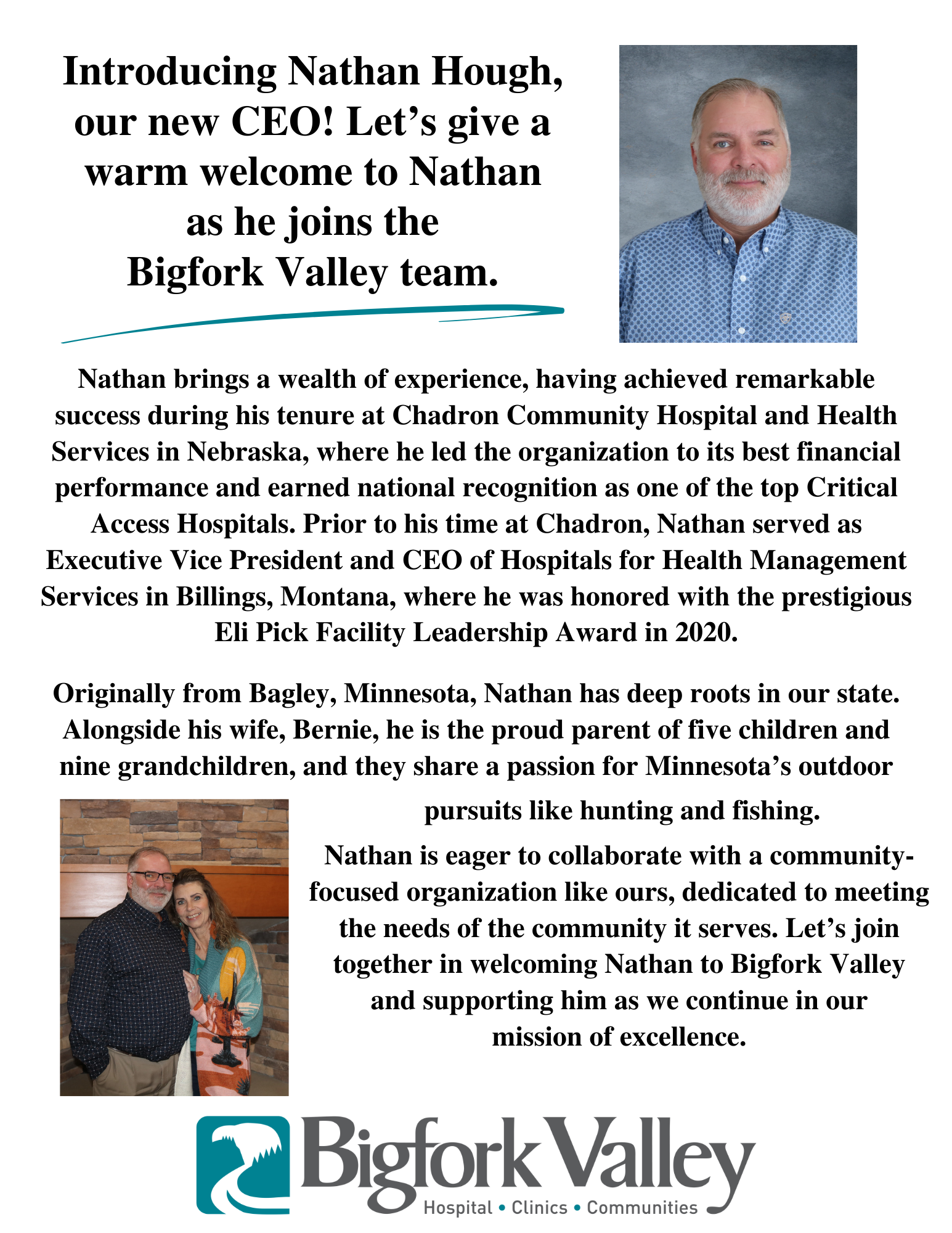 Welcoming our new CEO, Nathan Hough | Bigfork Valley Hospital